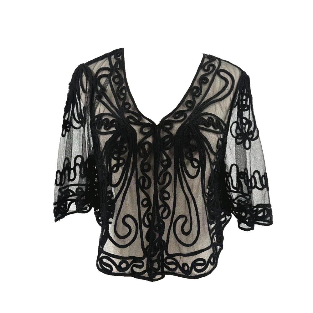 Pretty Angel Kimono Top M Sheer Embroidered Silk Blend Fairy Festival Whimsyoth